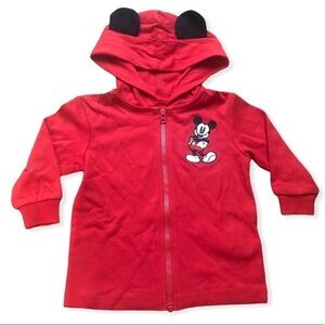 🎉3 For 15$🎉 Disney Baby Mickey Mouse Red Zipper Hoodie With Ears Size 12 M